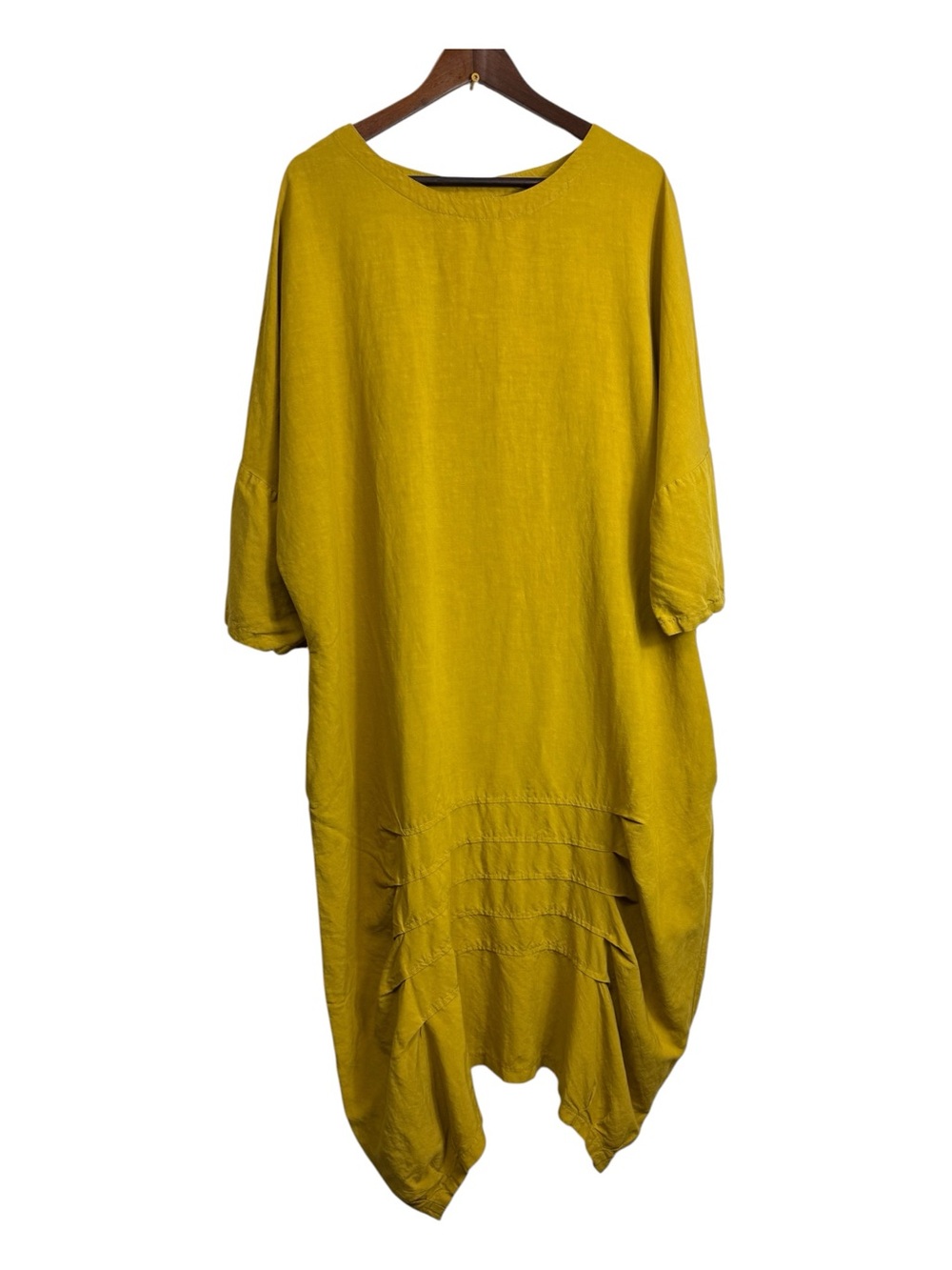 Niche Nilgun Derman Mustard Oversized Linen Blend Dress - Relaxed Tunic Style
